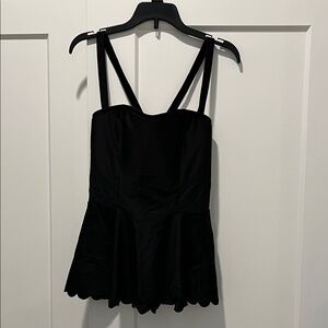 DM Fashion Black Women's peplum Swim Top